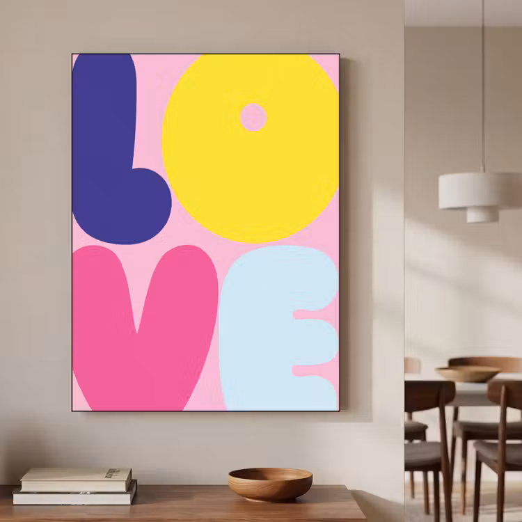 Love - Valentijn - Kleurrijk Textielframe zwart klein -sfeer2