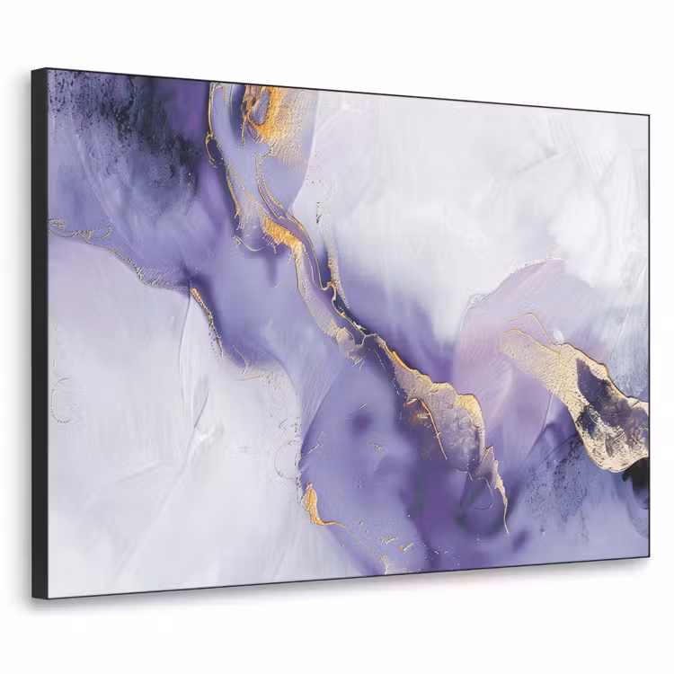Paars - Modern - Marmer - Abstract Textielframe zwart klein -3d