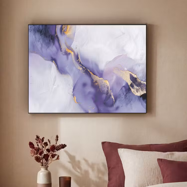 Paars - Modern - Marmer - Abstract Textielframe - compleet frame klein -sfeer1