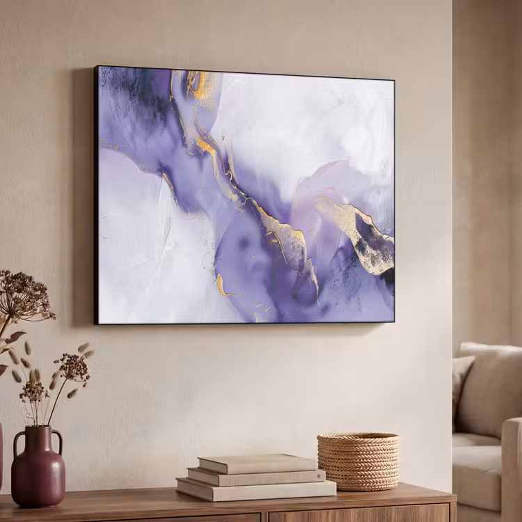 Paars - Modern - Marmer - Abstract Textielframe - compleet frame klein -sfeer3