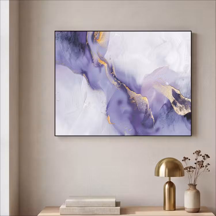 Paars - Modern - Marmer - Abstract Textielframe - compleet frame klein -sfeer2
