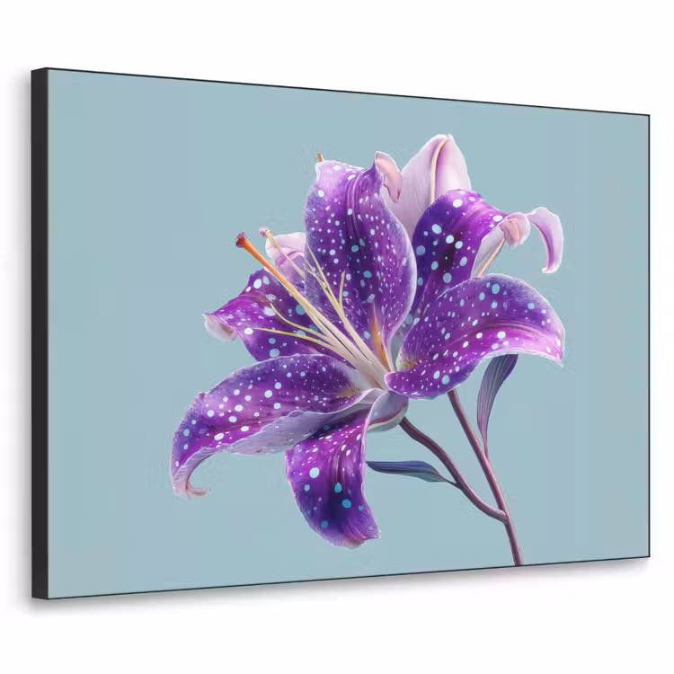 Lelie - Bloem - Paars - Stippen Textielframe zwart klein -3d