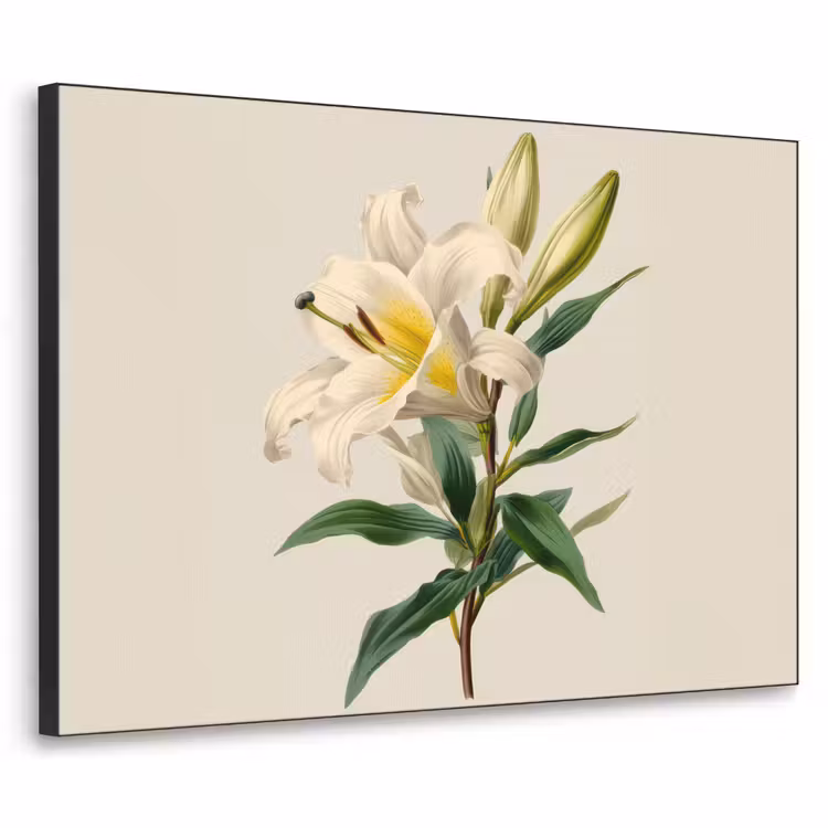 Lelie - Elegant - Botanisch - Beige Textielframe zwart klein -3d