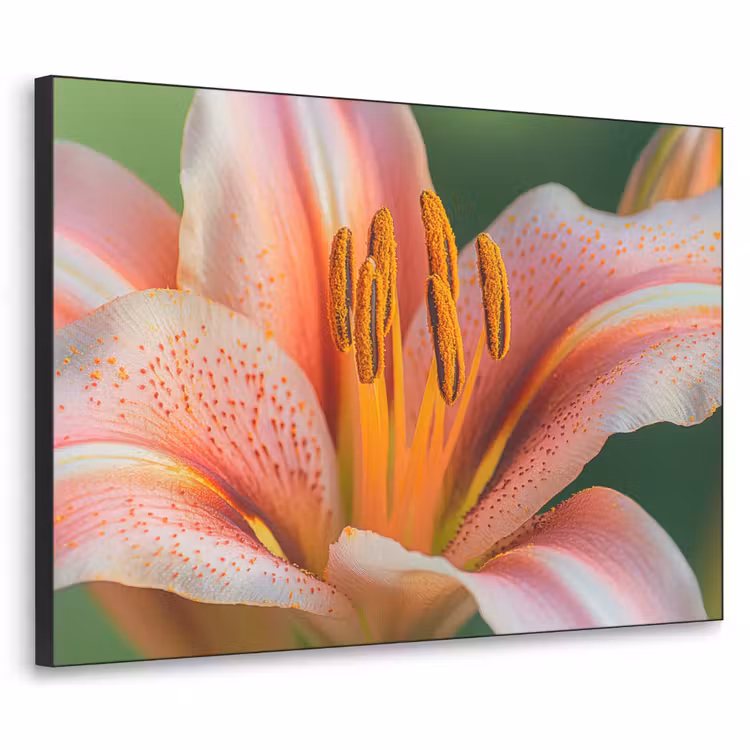 Lelie - Close up - Lichtroze Textielframe - compleet frame klein -3d