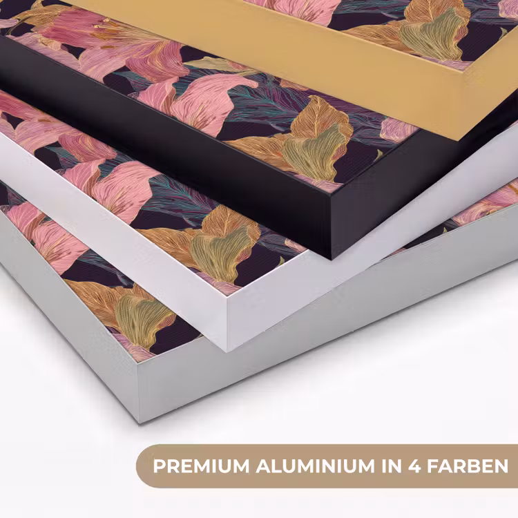Lelies - Patroon - Roze - Goud Textielframe zwart klein 947 -USP_kleurenDE