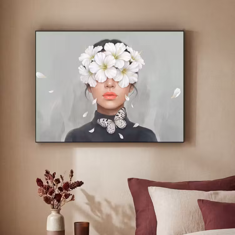 Lelies - Portret - Wit Textielframe zwart klein -sfeer1