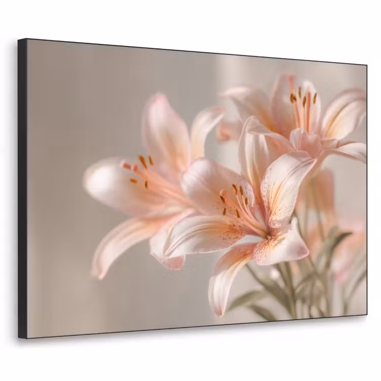 Lelies - Meeldraden - Roze - Wazig Textielframe zwart klein -3d