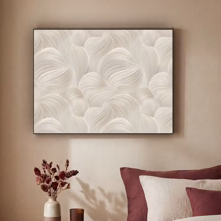 Lijnen - Waaier - Beige Textielframe zwart klein 947 -sfeer1