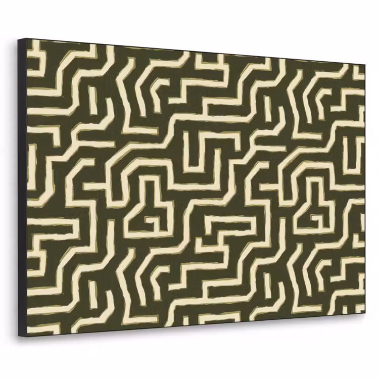 Lijnen - Abstract - Groen Textielframe zwart klein 947 -3d