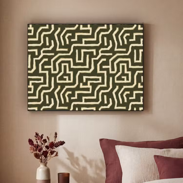 Lijnen - Abstract - Groen Textielframe zwart klein 947 -sfeer1