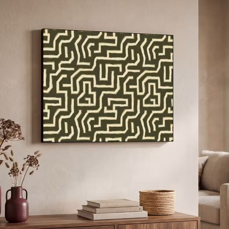Lijnen - Abstract - Groen Textielframe zwart klein 947 -sfeer3