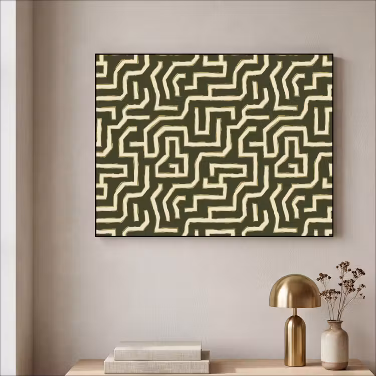 Lijnen - Abstract - Groen Textielframe zwart klein 947 -sfeer2