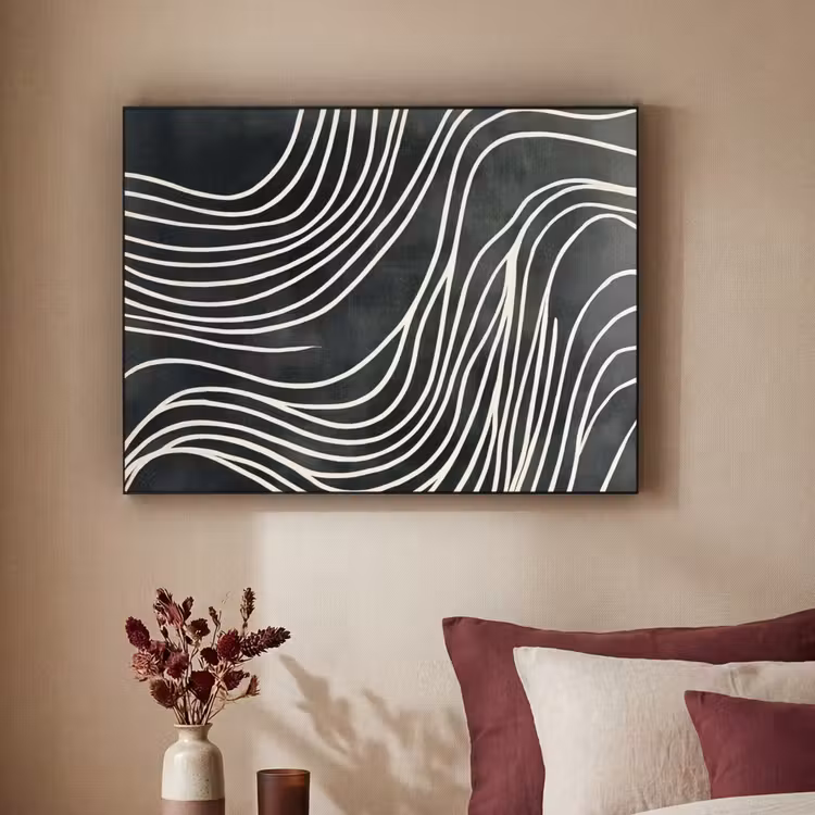 Lijnen - Patroon - Abstract - Wit Textielframe - compleet frame klein -sfeer1