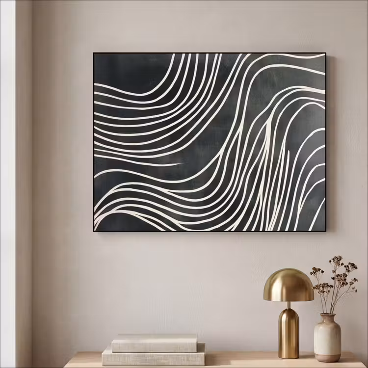 Lijnen - Patroon - Abstract - Wit Textielframe - compleet frame klein -sfeer2