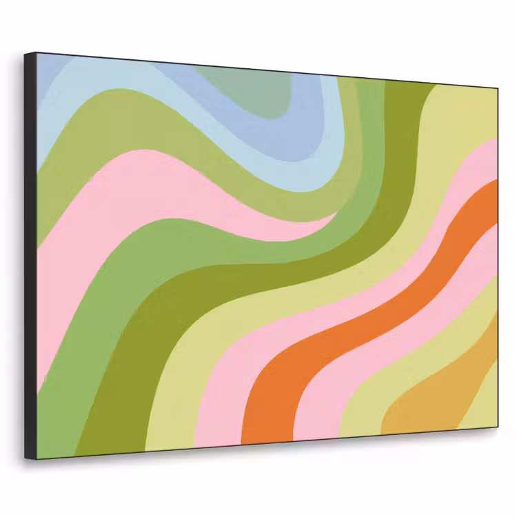 Lijnen - Pasteltinten - Golvend Textielframe zwart klein -3d