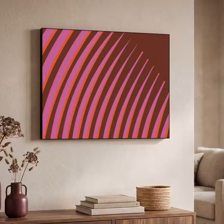 Lijnen - Rood - Beweging Textielframe - compleet frame klein -sfeer3