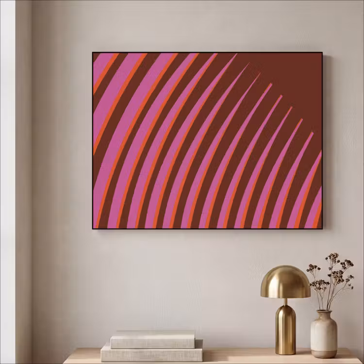 Lijnen - Rood - Beweging Textielframe zwart klein -sfeer2