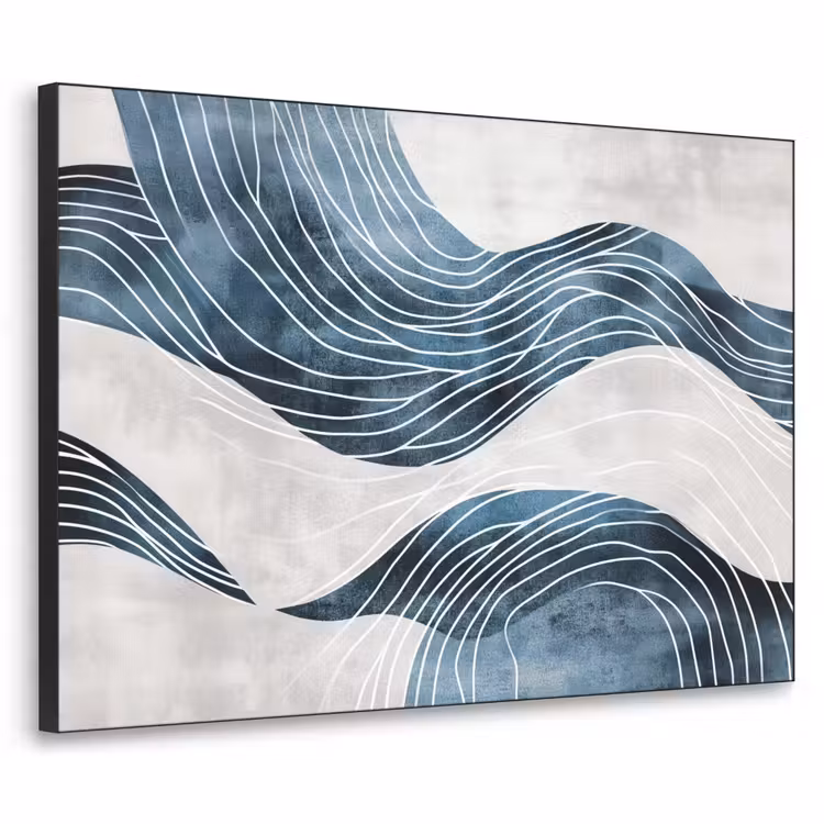 Lijnen - Golven - Abstract - Grijs Textielframe zwart klein -3d