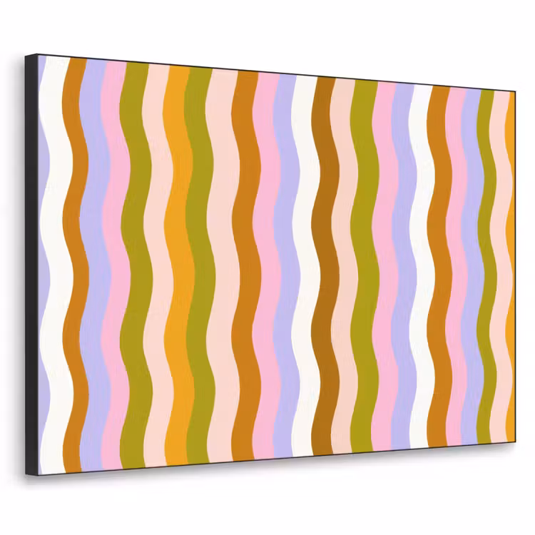 lijnen - Golven - Pastelkleuren - Patroon Textielframe zwart klein -3d