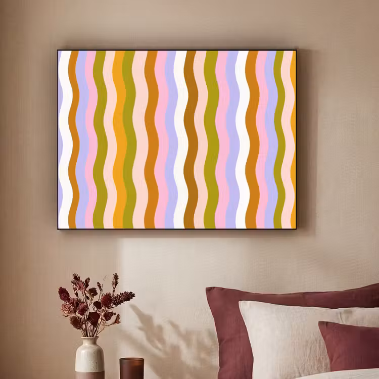 lijnen - Golven - Pastelkleuren - Patroon Textielframe - compleet frame klein -sfeer1