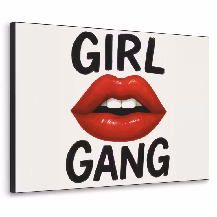 Lip - Girl - Rood - Letters Textielframe zwart klein -3d