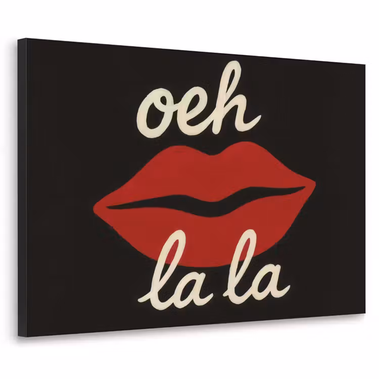 Lip - Rood - Quote Textielframe - compleet frame klein -3d