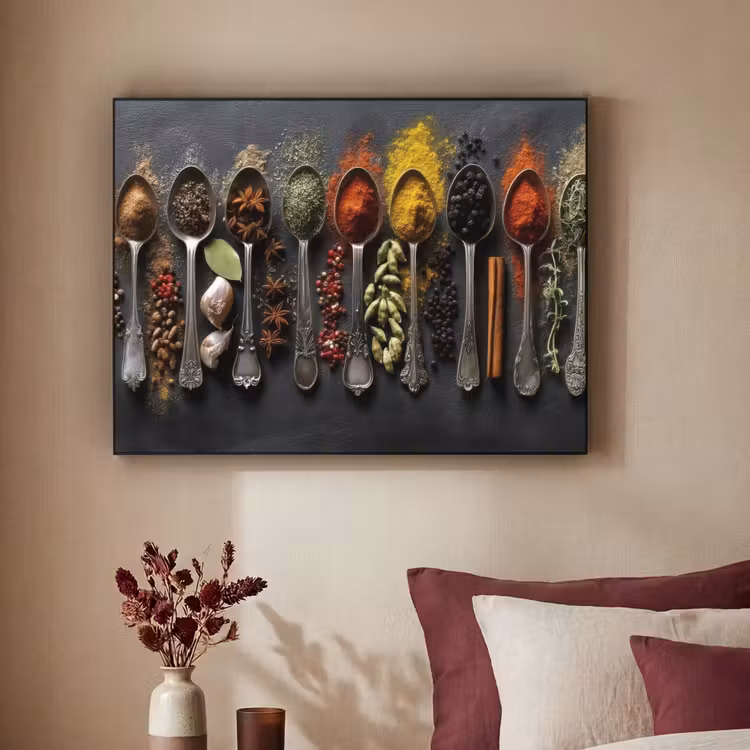 Lepels - Specerijen - Kaneel - Chili Textielframe zwart klein -sfeer1