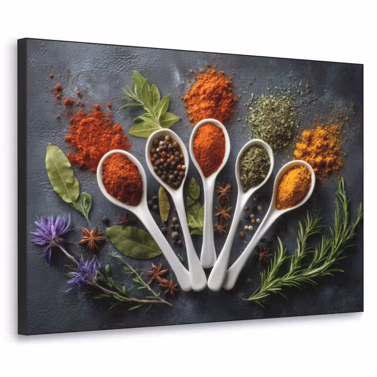 Lepels - Wit - Poeder - Kruiden Textielframe zwart klein -3d