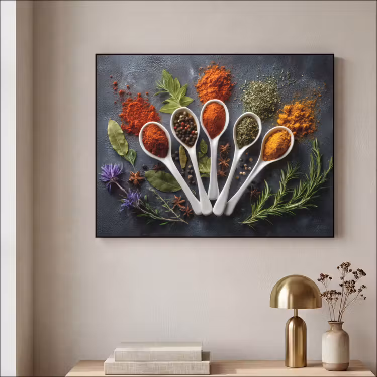 Lepels - Wit - Poeder - Kruiden Textielframe - compleet frame klein -sfeer2