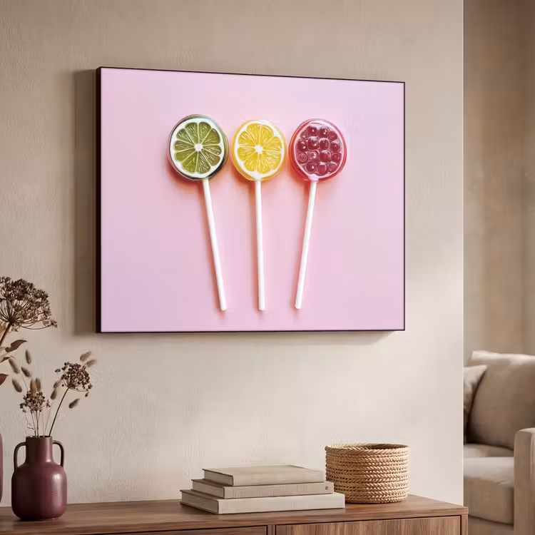Lolly - Snoep - Citrus Textielframe zwart klein -sfeer3