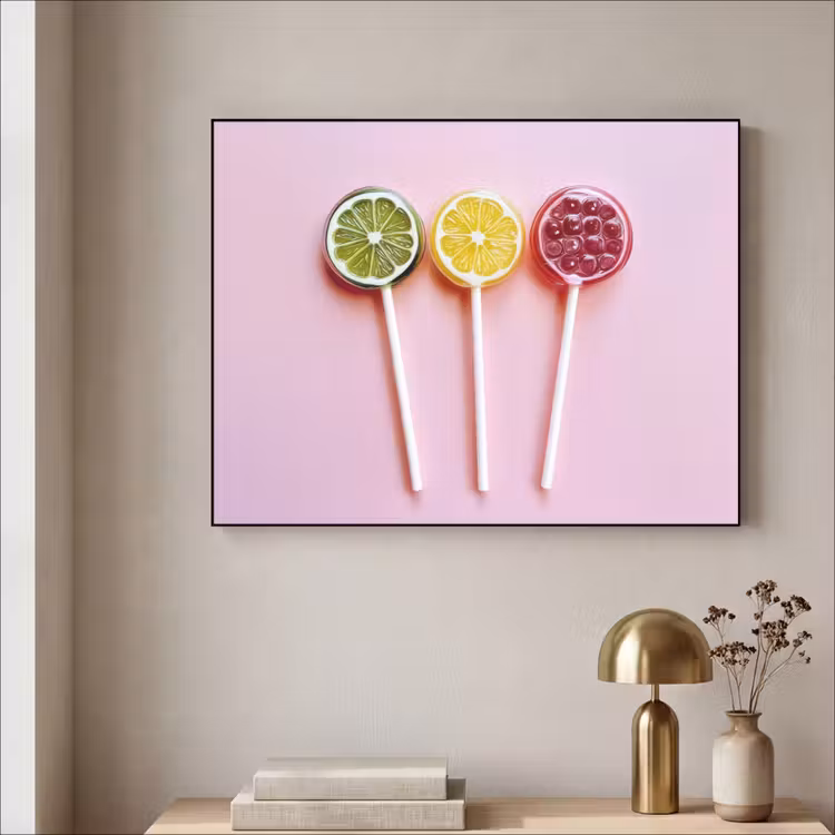 Lolly - Snoep - Citrus Textielframe zwart klein -sfeer2