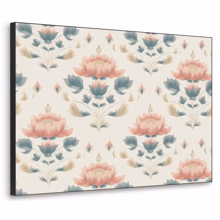 Lotus - Bloemen - Roze Textielframe zwart klein 947 -3d