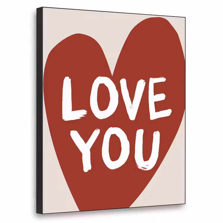 Loveyou - Hart - Rood Textielframe zwart klein -3d