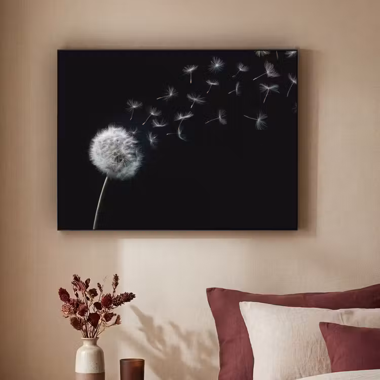 Paardenbloem - Zwart - Natuur Textielframe zwart klein -sfeer1