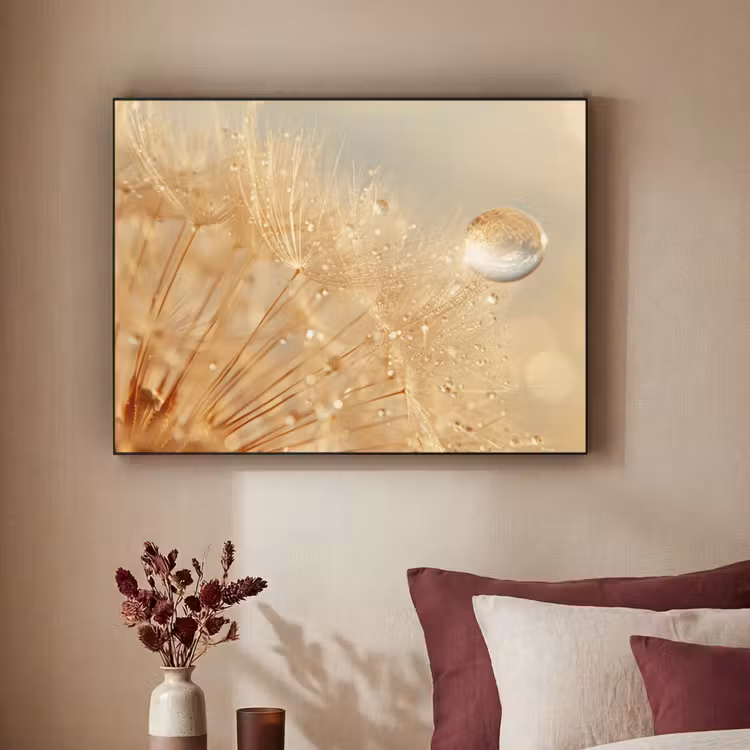 Paardenbloem - Water - Natuur - Planten - Modern Textielframe - compleet frame klein -sfeer1
