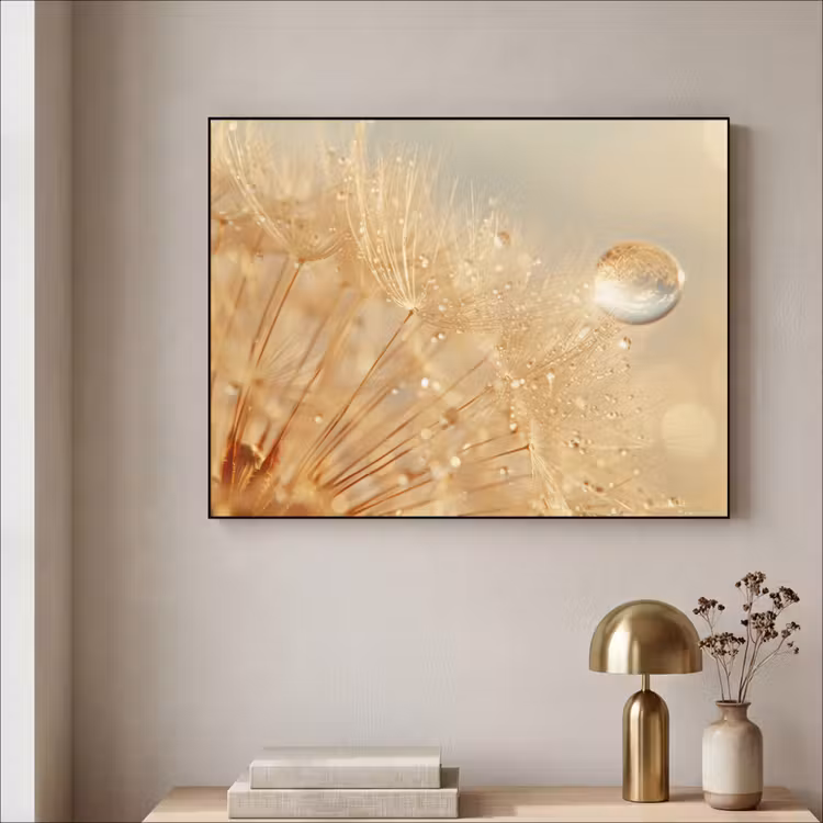Paardenbloem - Water - Natuur - Planten - Modern Textielframe zwart klein -sfeer2