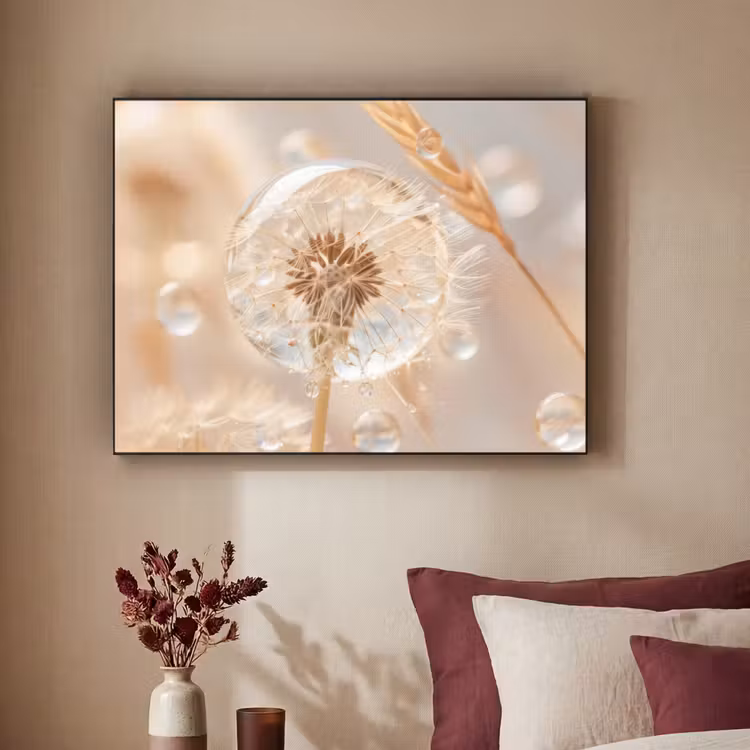 Paardenbloem - Water - Natuur - Stilleven - Modern Textielframe - compleet frame klein -sfeer1