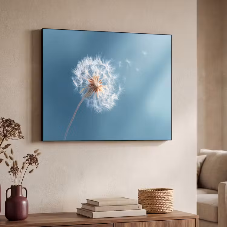 Paardenbloem - Wind - Blauw Textielframe - compleet frame klein -sfeer3