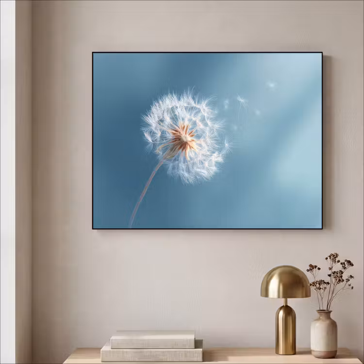 Paardenbloem - Wind - Blauw Textielframe - compleet frame klein -sfeer2