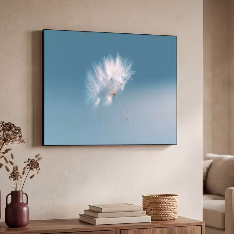 Paardenbloempluisje - Blauw - Lucht Textielframe - compleet frame klein -sfeer3