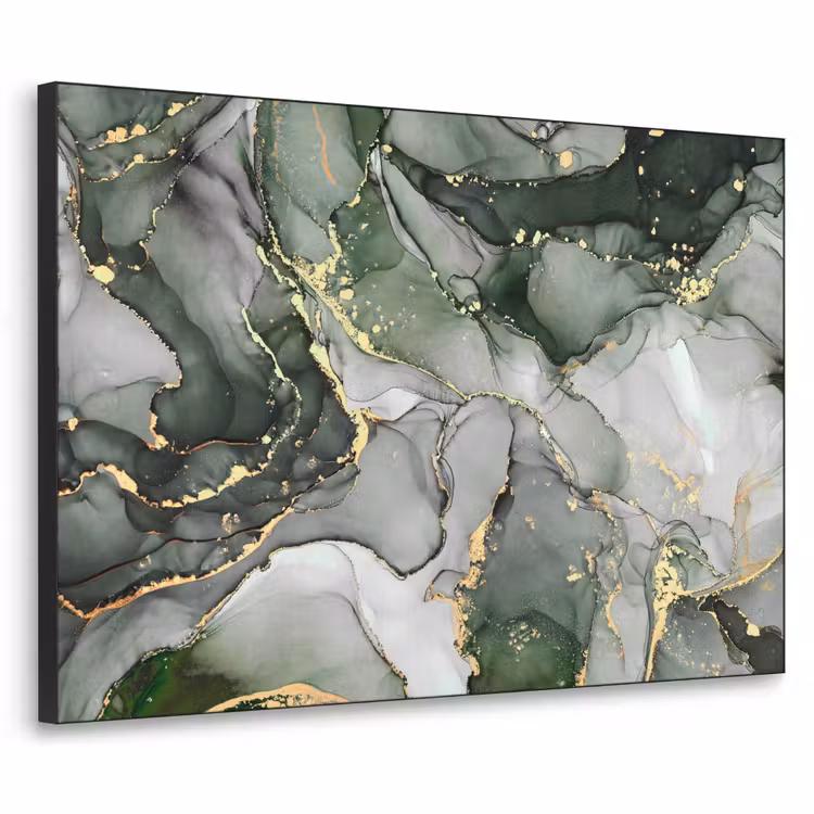Luxe - Marmer - Groen Textielframe zwart klein -3d
