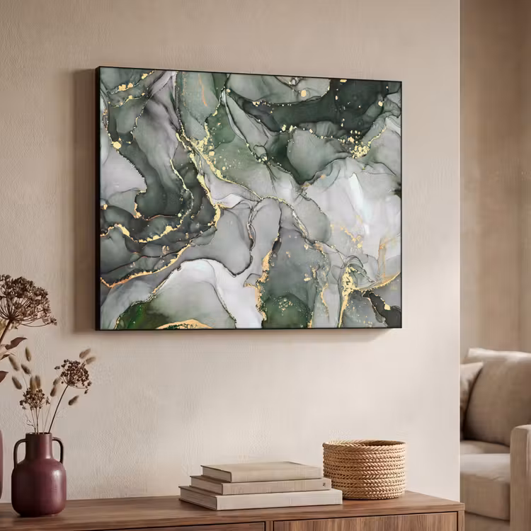Luxe - Marmer - Groen Textielframe zwart klein -sfeer3