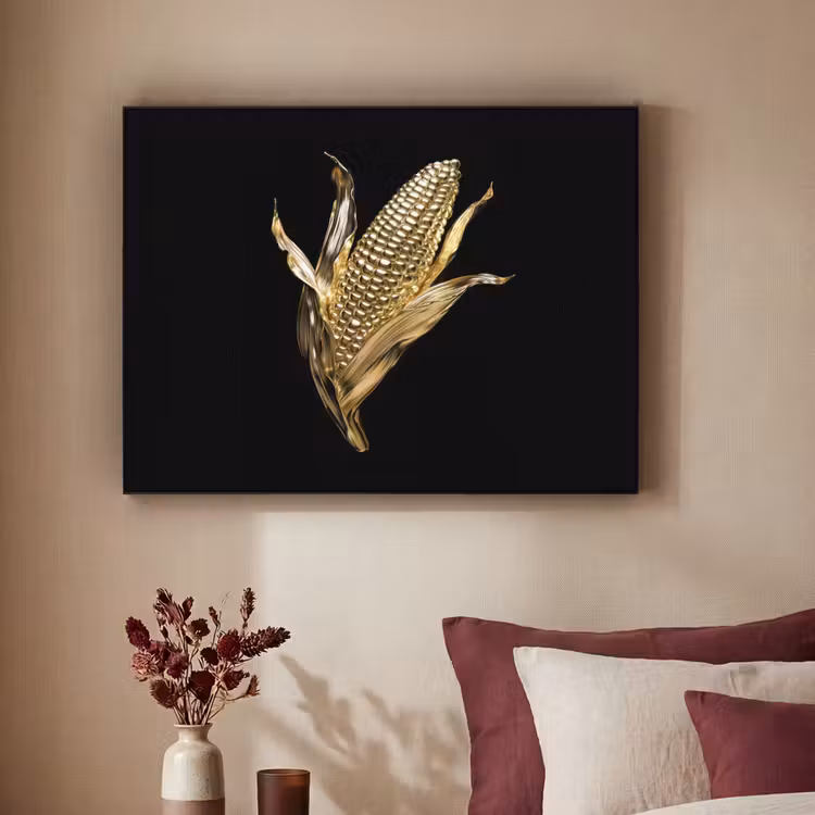 Mais - Eten - Goud - Zwart Textielframe - compleet frame klein -sfeer1