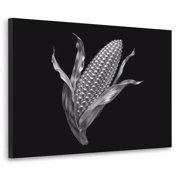 Maïskolf - Glanzend metaal - Elegant Textielframe zwart klein -3d