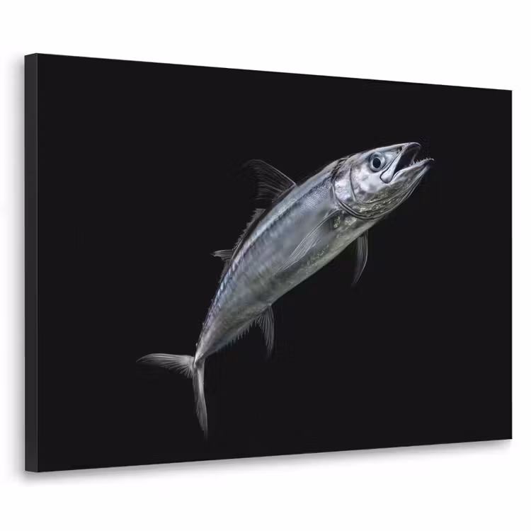 Makreel - Vis - Zwart Textielframe zwart klein -3d