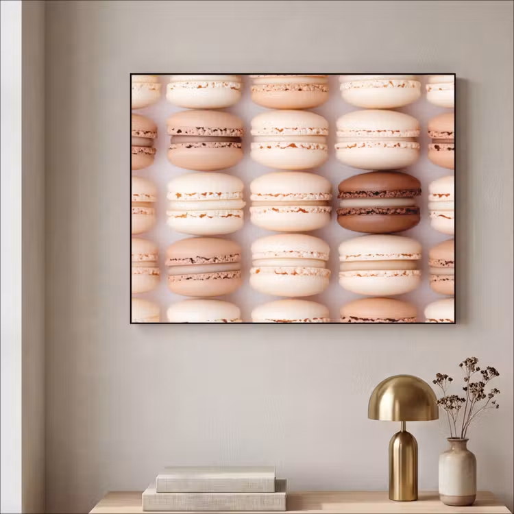Macarons - Beige - Bruin Textielframe - compleet frame klein -sfeer2