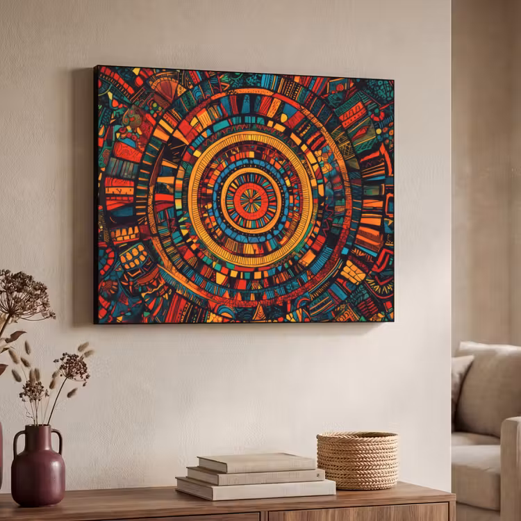 Mandala - Cirkels - Patronen Textielframe zwart klein -sfeer3