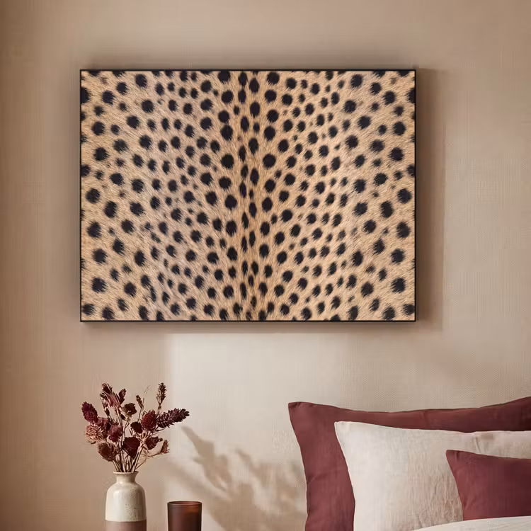Vacht - Jachtluipaard - Zwart - Wit Textielframe zwart klein -sfeer1