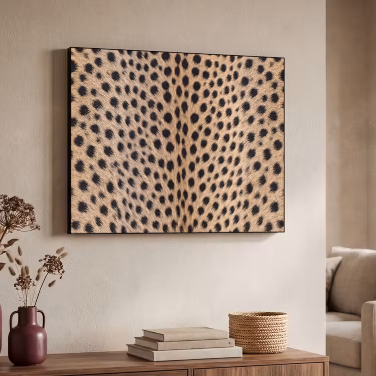 Vacht - Jachtluipaard - Zwart - Wit Textielframe zwart klein -sfeer3