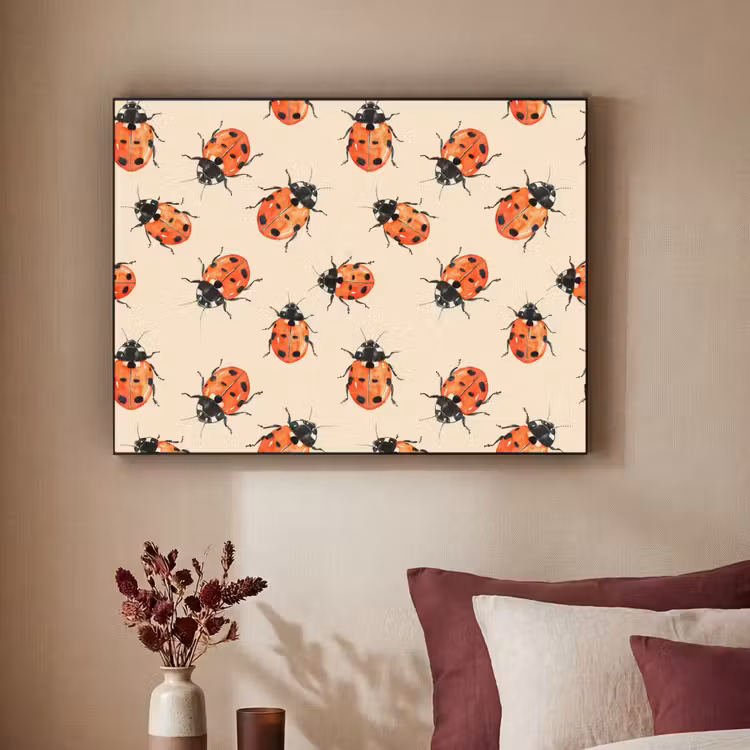 Lieveheersbeestjes - Patroon - Rood Textielframe zwart klein 947 -sfeer1